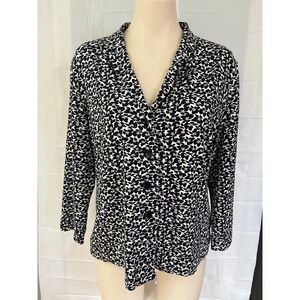 Zilch Amsterdam Abstract Print Button Down Blouse Black Purple